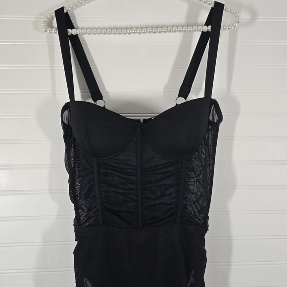 Heiress Beverly Hills Black Mesh Bodycon Corset Sheer Dress XS - Picture 6 of 13